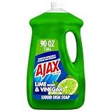 Ajax Ultra Liquid Dish Soap Vinegar and Lime Scent, Sparkling Clean Dishes, 90 fl oz Bottle