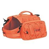 ONETIGRIS Dog Backpack for Medium & Large Dogs, Nylon Backpack for Dogs Tactical Pet Backpack with Side Pockets for Hiking Walking Training Running (Orange, Medium)