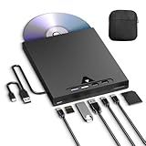 External Blu Ray Drive for Laptop, 7 in 1 Support 100G Disc Read/Write Bluray Drives, Portable External Bluray/DVD Drive for PC with USB 3.0 Type-C, 3D Blu Ray Burner with Bag for Windows MacOS Linux
