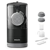 Philips Kitchen Appliances Compact Pasta and Noodle Maker, Viva Collection, Comes with 3 Default Classic Pasta Shaping Discs, Fully Automatic, Recipe Book, Small, Black (HR2371/05)