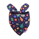 LunaMarie - Luxury Pet Birthday Bandanas -Premium & Silky Poly Fabric | 100% Handmade | Custom Shape Dual Layered (Christmas Tree, Medium)