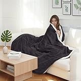 YUSTAL Electric Heated Blanket Full Size 72x84 Inch - Super Soft Flannel, 10 Heat Settings, 1-12H Auto Shut Off, Machine Washable, Easy Controller, Perfect for Winter Warmth - Charcoal Gray