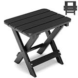 Polyhouz Folding Outdoor Side Table,Small HDPE Patio Table,All-Weather Compact Portable End Table for Patio,Porch,Pool,Black,11.8" D x 15.7" W x 15.7" H