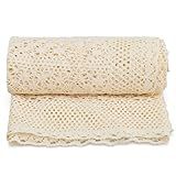 Tegeme Boho Throw Blanket 50"x60" Vintage 100% Handmade Crochet Cotton Throw Blankets, Lightweight Lace Knit for Couch, Bed Decor, Boho Photo Prop, Valentines Gifts for Women