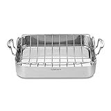 Cuisinart Multiclad Pro Triple Ply Stainless Cookware 16-inch Roasting Pan Skillet, Rectangular Roaster w/Rack