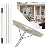 Smarkey 19Ft Snow Roof Rake Removal Clean Tool Ice Dams Rooftop Snow Scraper Shovel for Sltanted Cedar Shake Roofs Car Ranch House Leaves Debris - Lightweight Pole