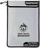 Andyer 2 Pockets Fireproof Document Bag (15"x11"), Protect Values from Fire