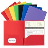 Aegero Plastic Folders with Pockets (7 Pack, Assorted Colors)