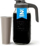 County Line Kitchen Glass Cold Brew Coffee Maker with Lid - Wide Mouth, 2 Quart (64 oz) - Heavy Duty, Leak Proof - Sun & Iced Tea Pitcher, Cold Brew Coffee, Breast Milk Storage, Water - Gray