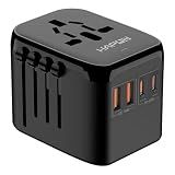 HAPOW Universal Travel Adapter, PD20W International Power Adapter, 2 USB-C & 2 USB-A Fast Charging Travel Charger, All in One Worldwide Travel Plug Adapter, Outlet Adapter for Europe EU UK USA AU