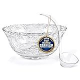 Stock Your Home Premium Plastic Punch Bowl with Ladle, Fancy Disposable Punch Bowls for Parties, Holidays, Schools, Halloween, and More, Quality Glass Like Appearance, Large Punch Bowl with Ladle Set