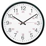 Universal 10441 - 24-Hour Round Wall Clock, 12.5in, Black