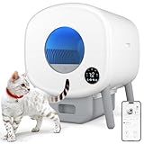 Cumrige Self Cleaning Litter Box, Large Capacity Automatic Cat Litter Box Self Cleaning for Cats, App Control,Safety Protection, 2 Roll Garbage Bags,White & Grey