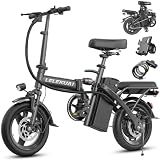 Electric Bike for Adults and Teens, Folding Ebike,Commuter City Foldable E Bike with 560W Motor and 48V 10Ah Battery, 18.6MPH Speed Pedals Assist, Dual Disc Brakes,14" Compact Electric Bicycle