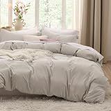 Bedsure Prewashed Duvet Cover King, Cotton-Like Soft Bedding Set, Linen