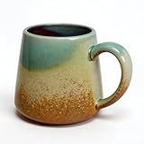Avsunela Large Ceramic Coffee Mug 16 oz - Microwave & Dishwasher Safe, Handcrafted Artisan Pottery Cup with Tapered Design for Stability & Heat Retention, Gift for Mom (Reactive Glaze Multicolor)