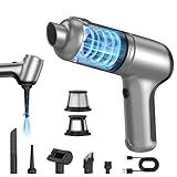 Handheld Car Vacuum Cleaner Cordless, 20000PA High Power Hand Held Vacuum Cordless Rechargeable, Portable Mini Vacuum & Air Duster with Brushless Motor and 2-Gear Modes for Car Home Office