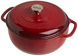 Lodge Essential Enamel Cast Iron Dutch Oven - Perfect for Bread Baking, Braising, Marinating & Slow Cooking - Features Moisture-Sealing Lid & Dual Handles - Kitchen Essentials - 6 Quarts - Island Spice Red
