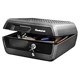 SentrySafe Fireproof and Waterproof Document Safe with Key Lock, Lock Box for Cash, Passport, Jewelry, Exterior: 16.5 in W x 14.8 in D x 7.6 in H, Black, 0.36 Cubic Feet, CHW30220