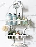 YASONIC Never Rust Shower Caddy Hanging, Aluminum Shower Racks for Inside Shower, 3-Tier Shower Organizer Hanging Over Shower Head with Hooks and Soap Holder, Silver