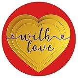 Happy Valentine's Day Stickers, 60PCS 2Inch Round Heart Cute Red Valentines Day Tag Stickers for Wrapping