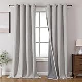 Joydeco Blackout Curtains for Bedroom, Grommets 100% Black Out Curtains 96 Inch Length 2 Panels Set for Living Room, Textured Thermal Light Blocking Drapes Privacy Protection, 52W x 96L Inch
