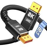 Capshi 8K 4K DisplayPort Cable 1.4, VESA Certified DP Cord 10ft