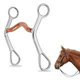 ElaraBerry Stainless Steel Horse Snaffle Bit, 5.5 Inch Horse Bit with Copper Mouthpiece Smooth for Horses Riding Training, Durable Equestrian Snaffle Bits for Horses Control