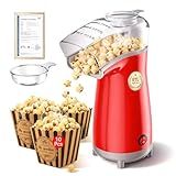 5.0Health Upgrade - Popcorn Machine,Butter Melter.3-Minute Quick Po Pcorn Popcorn maker,Oil-Free And EasyTo Clean. Air Popcorn Machine - Perfect For Family Movie Nights And Kids' Parties, Bright red