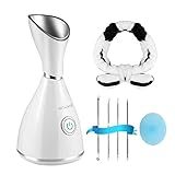 GETANYE Nano Ionic Face Steamer - 10X Penetration for Facial, Unclogs Pores, Moisturizing Spa Humidifier with Free Blackhead Remover Kit, Hair Band, Face Brush