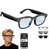 Zancasae Smart Glasses with Camera, 4K HD Video, 1080P Video Recording & Photo Capture, Open-Ear Bluetooth Audio, AI Translation & Voice Assistant, Dual Lens Wearable Sunglasses for Travel Sports