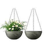 Asnext Marble Pattern 10 Inch Hanging Planter for Indoor Outdoor Plants, 2 Pack Hanging Planter Basket for Garden Home Decor Use (Light Brown)