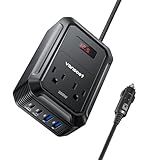 200W Car Power Inverter DC 12V to 110V AC Inverter with PD 65W/30W USB C & 2 QC 18W USB Ports & 2 AC Outlets,Car Pluɡ Adapter Outlet for Laptop/Phone/Road Trip