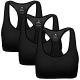 MIRITY Women Racerback Sports Bras - High Impact Workout Gym Activewear Bra Pack of 3 Color Black Size S