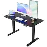 HUANUO 48" x 24" Electric Standing Desk Adjustable Height, 4 Memory Height Settings, Headphone Hook, Cable Manager, Sit Stand Up Desk for Home Office & Computer Workstation, Black