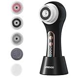 UMICKOO Electric Facial Cleansing Brush, 2-Way Rotating Face Scrubber for Daily & Deep Cleaning, 3 Modes, 5 Brush Heads, Rechargeable, IPX7 Waterproof for All Skin Types