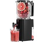 Cold Press Juicer, 5.5inch Wide Feed Chute Juicer Extractor Machine, Slow Masticating Juicer for Whole Vegetables & Fruits, Black