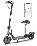 Electric Scooter with Seat, 500W Motor, 10" Solid Tires Electric Scooters for Adults & Teens, MAX 22Mph, 22 Miles Long Range, Folding E-Scooter with Dual Suspension and Braking System