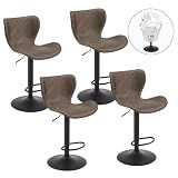 Furnimart Adjustable Outdoor Bar Stools Set of 4, All-Weather Textilene Swivel Patio Bar Chairs with Waterproof Cover for Poolside, Balcony, Backyard, Dark Brown