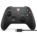 Xbox Wireless Gaming Controller + USB-C® Cable (2025) – Carbon Black – Play on Xbox, Windows, Android, iOS, FireTV Sticks, Smart TVs, VR Headsets