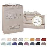 Bella Coterie Luxury Bamboo Viscose Queen Size Sheet Set | 100% Organically Grown | Ultra Soft | Cooling for Hot Sleepers | 18" Deep Pocket [Dune]