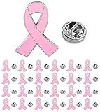 12/25/50/100 pieces pink ribbon pin breast cancer awareness enamel lapel pins Breast Cancer Awareness Pins pink Ribbon badge Brooch pins for Survivor Public events charity fundraising bulk (25)