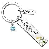 VIESUJI March Birthday Gifts for Women Daffodil Birth Flower Keychains