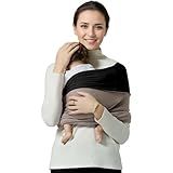 Shiaon Baby Wrap Carrier, Lightweight Baby Wearing Wraps for Newborn and Infant, Soft Swaddle Holder Carrier, Cozy Baby Sling 7-35 lbs Black+Brown