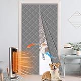 Magnetic Thermal Insulated Door Curtain Cover Block fit 36x82inch Door,Curtains Itself Size 38x84inch Cotton Thermal Curtain for Winter, Thermal Doors Curtain for Doors Blocking Wind and Snow