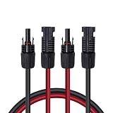 Renogy 20FT 12AWG Solar Extension Cables, M&F Connector, Black&Red, 1 Pair