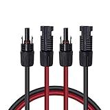 Renogy 20FT 12AWG Solar Panel Extension Cable with Female and Male Connectors, 20Ft. 12AWG, 1 Pair 20' 12 Gauge Red and Black