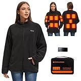 GOZTI Heated Jackets for Women Men with Battery Pack 7.4V, Womens Heated Jacket Fleece, Heated Coat with 3 Heating Level (US, Alpha, Medium, Regular, Regular, Black)