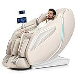 HealthRelife 4D Massage Chair Full Body Zero Gravity Recliner - 55“ SL-Track,15 Auto Modes,11 Massage Technique,40 Airbags Massage,with Yoga Stretch,APP Control,Shiatsu Foot Massage(Beige)