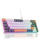 CORBOBO 60 Percent Keyboard,RGB Backlit Gaming Keyboard USB-C Wired,Portable 68 Keys Compact Mini Keyboards for Business Trips,Office,PC Games (SK968,Grey&Orange)